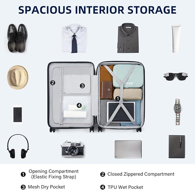 Hard Shell Suitcases Travel Expandable Luggage, 24 Inch Check in Luggage