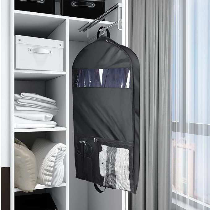 Univivi Garment Bags for Travel and Storage 43" Hanging Suit Bag Clear Suits