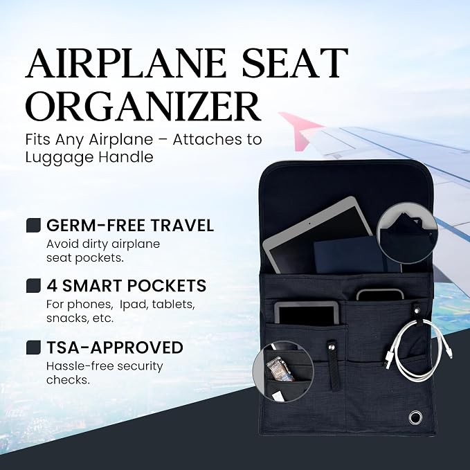 SO~MINE Airplane Pocket Organizer | Tray Table Cover | In Flight Seat Back