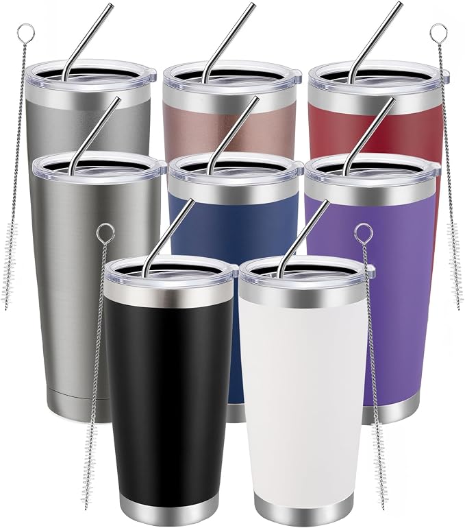 MEWAY 20oz Tumbler 8 Pack Double Wall Vacuum Insulated Travel Mug Bulk