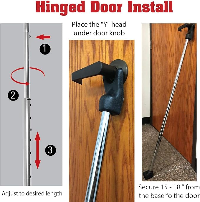 Door Security Bar, SECURITYMAN 2 in 1 Adjustable Door Stoppers Security Bar &