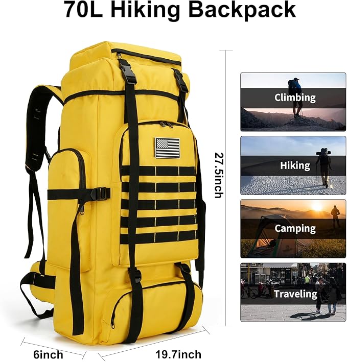 Hiking Backpack for Men 70L/100L Camping Backpack Military Rucksack Molle 3