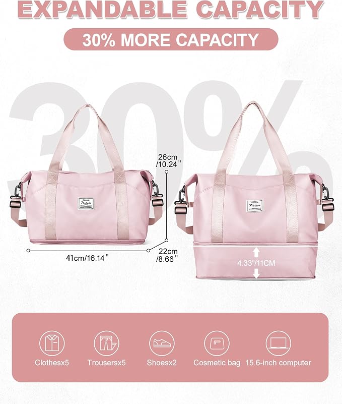 Travel Duffel Bag, Sports Tote Gym Bag, Shoulder Weekender Overnight Bag