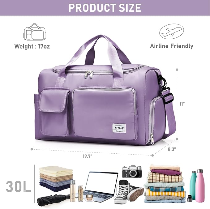 NPBAG Women Travel Duffel, Gym Workout Overnight Bag, Mommy Hospital Bag