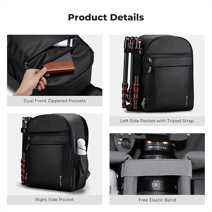 K&F CONCEPT Camera Backpack Bag, Professional DSLR/SLR/Mirrorless Camera Bag
