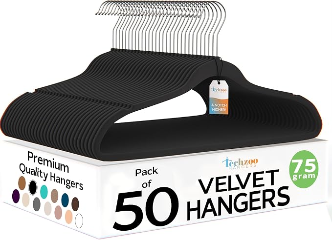 50 Pack New Premium Quality Velvet Hangers Ultra Thin Non Slip Adult Felt Space