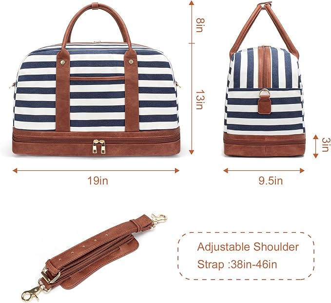 Weekender Bag for Women Canvas Overnight Bag Large Travel Tote Bag Carry on