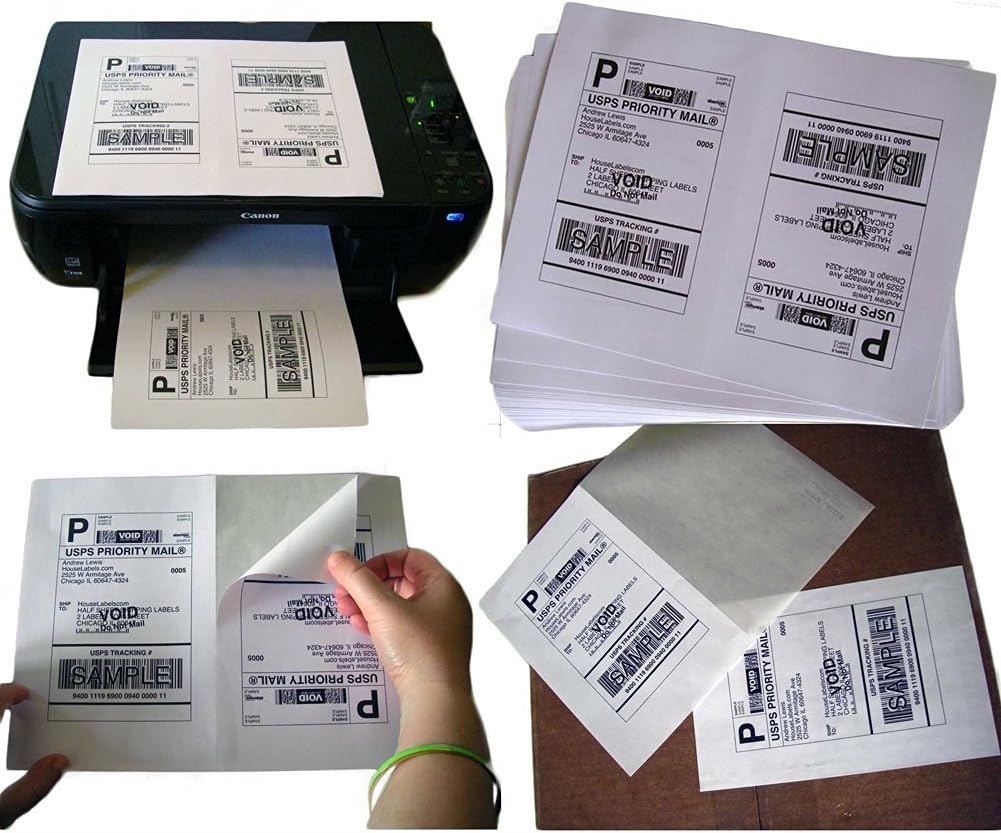 1600 Half Sheet Laser/Ink Jet Shipping Labels Mailing Blank White Labels