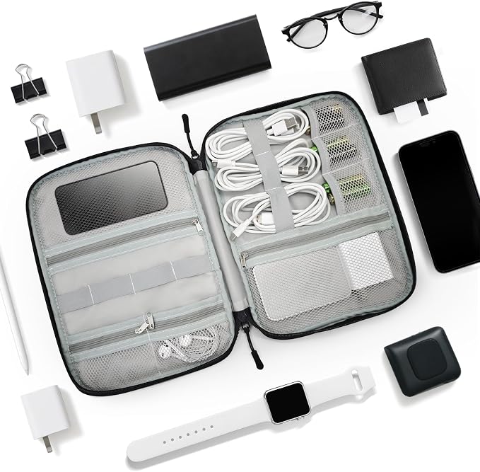 Personalized Electronics Organizer Travel Case Custom Name Cord Storage Bag