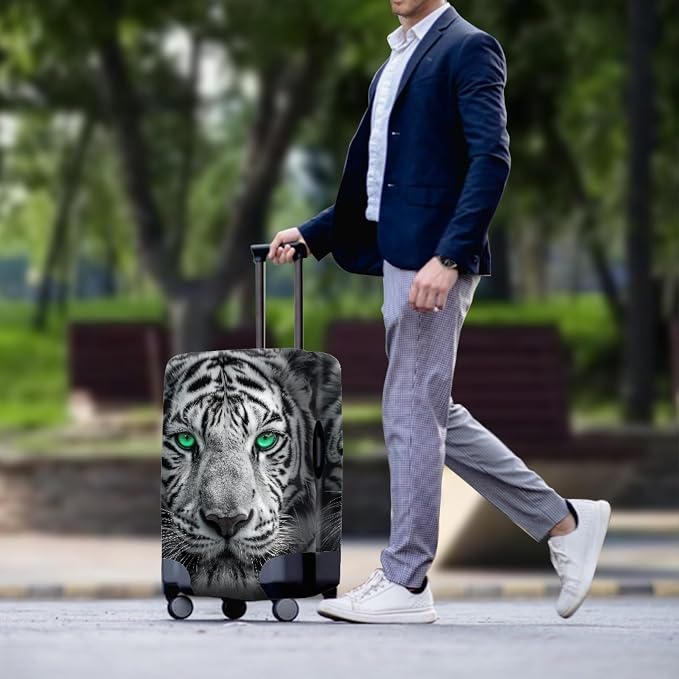 Tiger Animal 3D Printed Travel Luggage Suitcase Cover 30-32 Inch Cover Spandex
