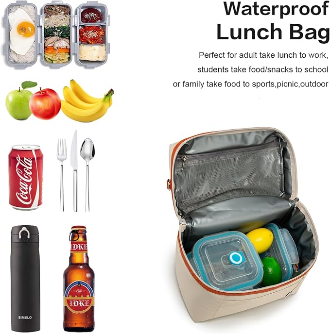 NOL Insulated Lunch Bags for Women Cooler Bag Lightweight Nylon Waterproof