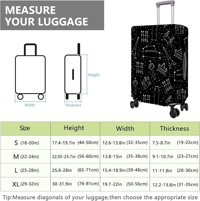 Travel Luggage Cover Suitcase Protector Fits 18-32 Inch Wheel Covers