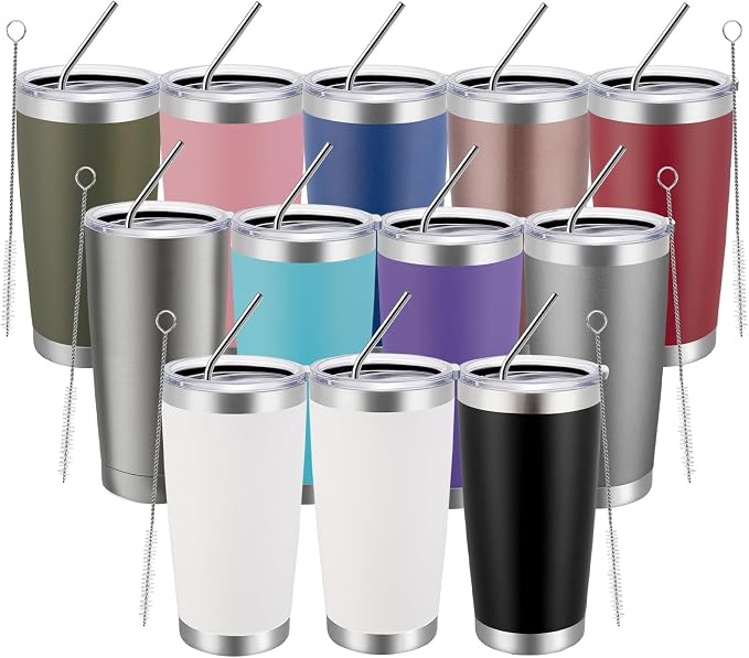 MEWAY 20oz Tumbler 12 Pack Double Wall Vacuum Insulated Travel Mug Bulk