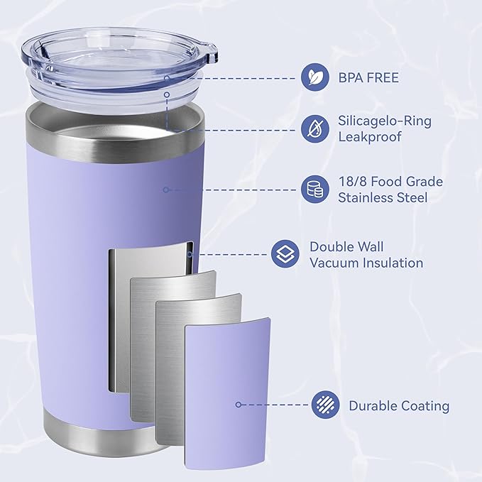 HASLE OUTFITTERS 20oz Stainless Steel Tumblers Bulk, Insulated Travel Cup