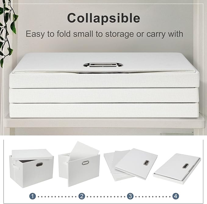 Large 17" 36 Quart Collapsible Stackable Storage Bins