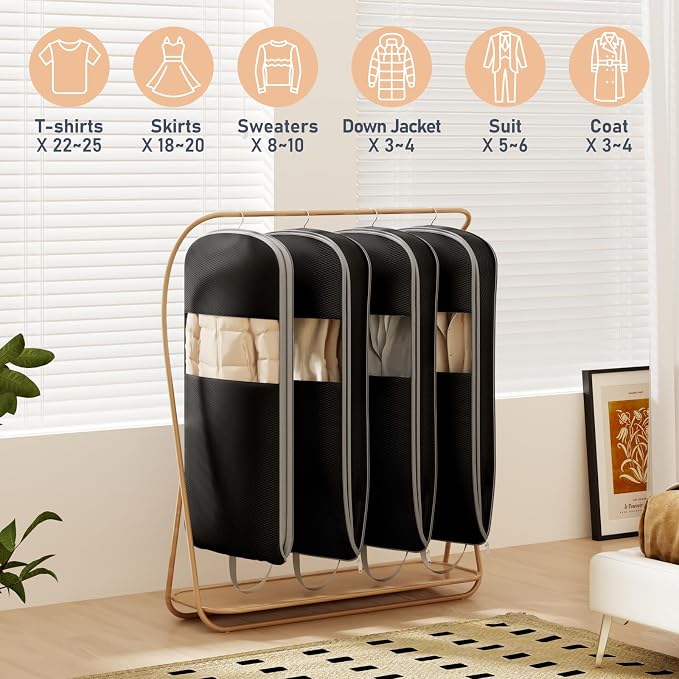 DIMJ 4 Pack 54" Garment Bags for Hanging Clothes