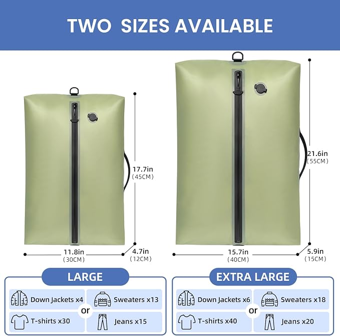 BAGAIL TPU Vacuum Bag for Travel, Reusable Compression Bag