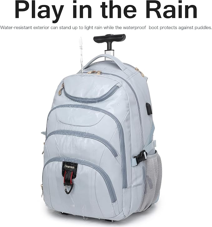 Boavan Rolling Backpack for Women, 17.3 Inch Wheeled Laptop Backpack, Large