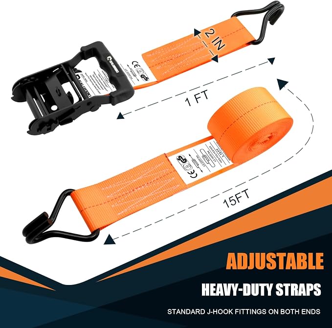 6 Pack 2 inch Ratchet Straps Heavy Duty J Hook 2 in x 15ft