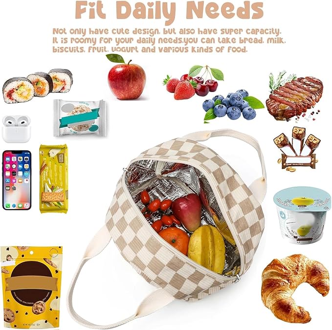 Bluboon Lunch Bag for Women Men Cute Corduroy Lunch Tote Bags Reusable