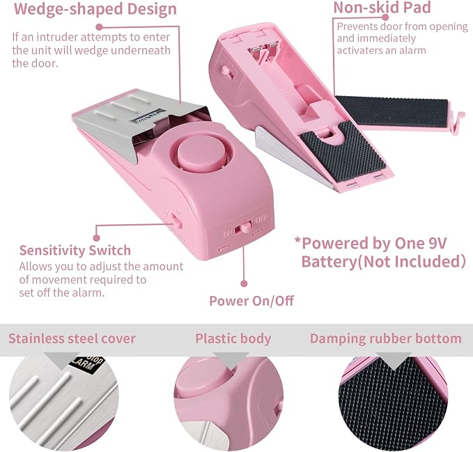 Portable Door Lock & Door Stop Alarm Set, Dual Protection Home Security Door Kit