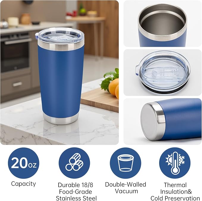 IEOVIEE 32 Pack, 20oz Stainless Steel Bulk Tumblers with Lids and Straws, Double Wall Insulated Travel Coffee Mug, Durable Powder Coated Tumbler Bulk Cup for Cold and Hot Drinks(Mixed Color)