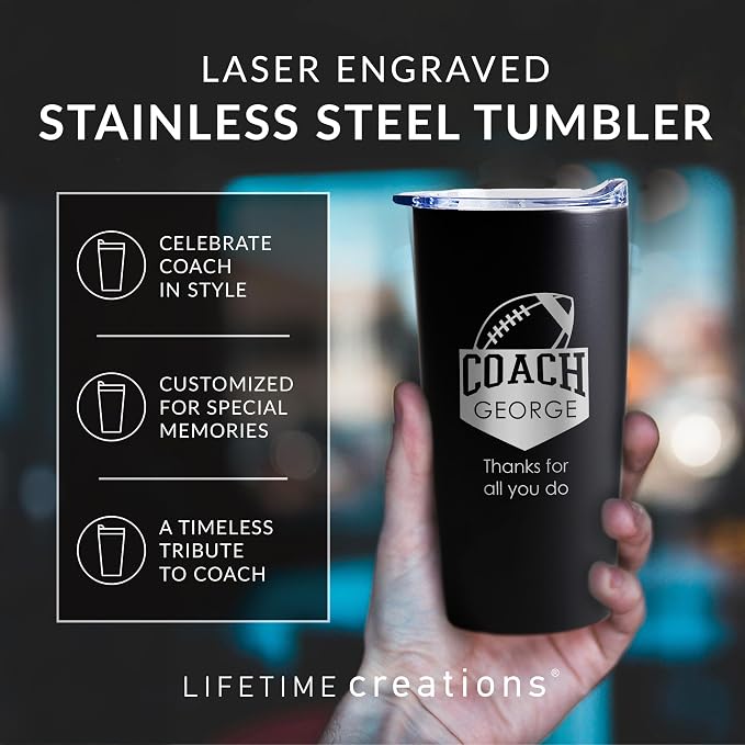 Lifetime Creations Personalized Football Coach Tumbler: Custom Football Coach
