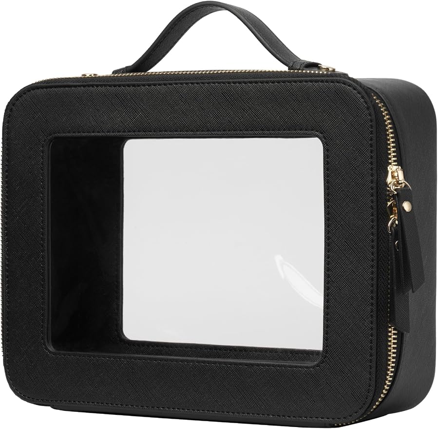 Popvibe Clear Makeup Bag Travel Cosmetic Case Transparent Toiletry Bag