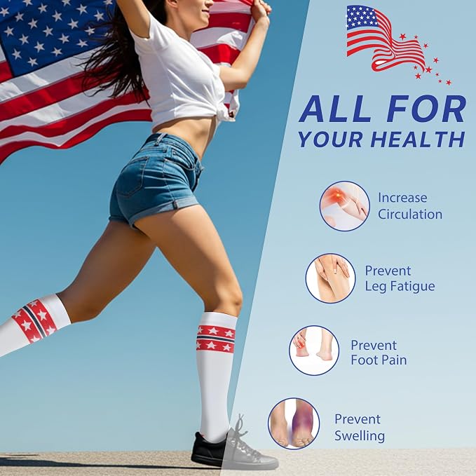 Compression Socks for Women Men Circulation Knee High 8 Pairs for Nurses