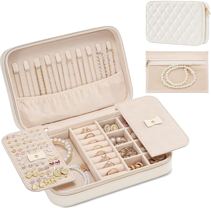 Lolalet Travel Jewelry Case for Women, Travel Jewelry Organizer Box