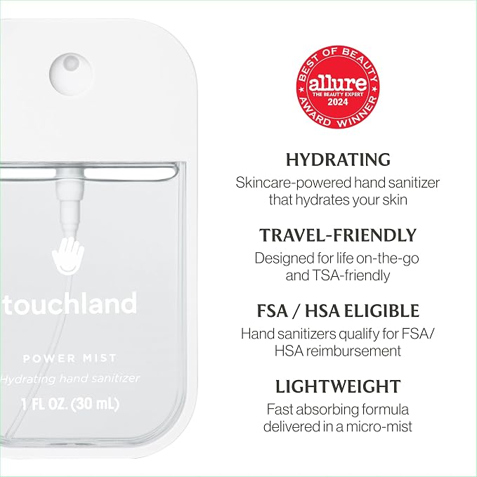 Touchland Power Mist Hydrating Hand Sanitizer Spray, DYE FREE Trio Set
