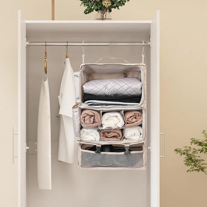 TABITORA Travel Portable Hanging Shelves Closet Organizer Packing Luggage