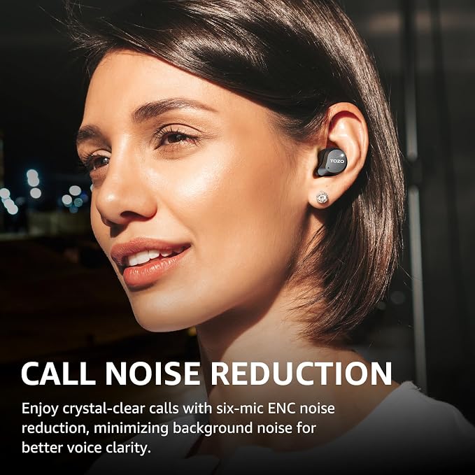 TOZO NC9 Hybrid Active Noise Cancelling Wireless Earbuds, 6 Mics ENC Clear Call