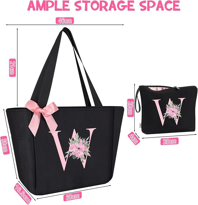 Vavabox Tote Bag, A-Z Initial Monogrammed Waterproof Tote Bag, Bridesmaid Gifts