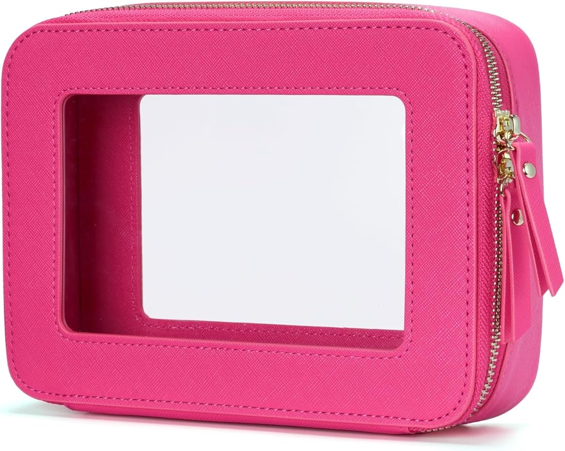 Popvibe Clear Makeup Bag Travel Cosmetic Case Transparent Toiletry Bag