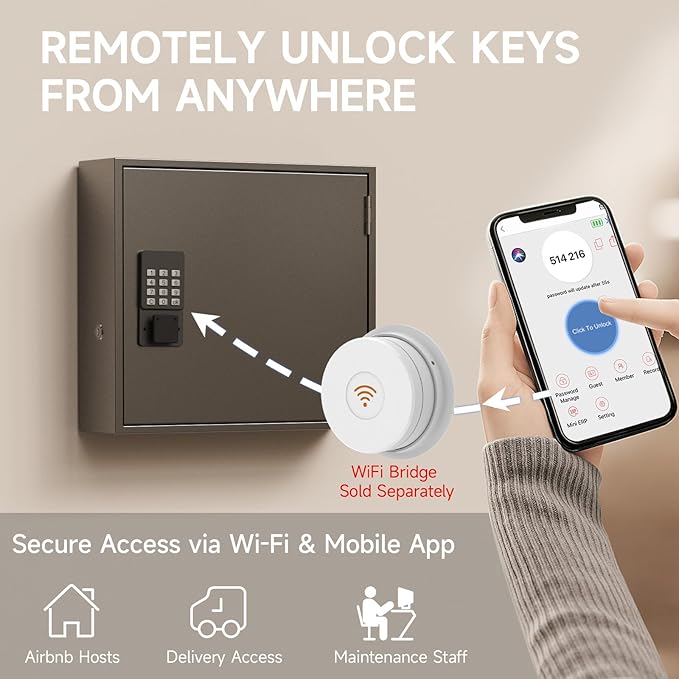WeHere Smart Key Lock Box, Wall Mounted Key Cabinet