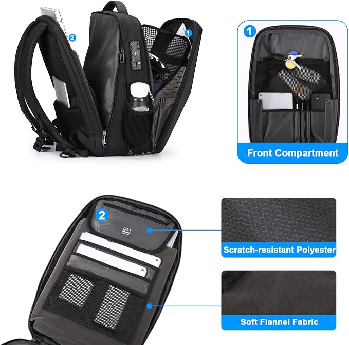 FENRUIEN Hardshell Backpack Expandable, Anti Theft Laptop Backpack