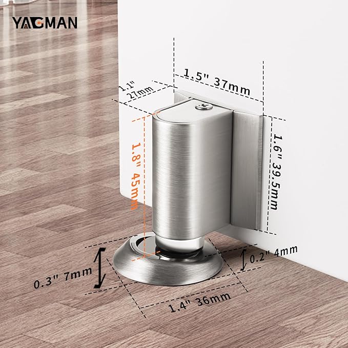 1 Pack Magnetic Door Stoppers Retractable Bottom of Door Holder No Drilling