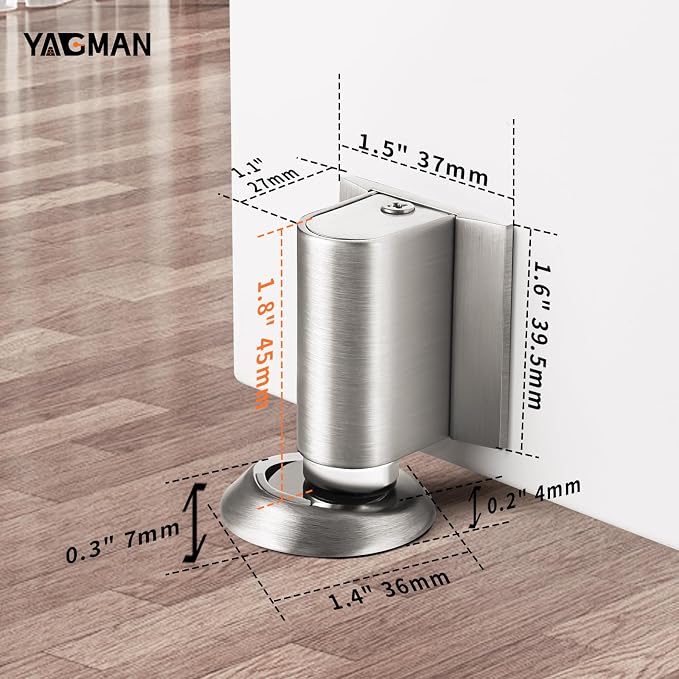 2 Pack Magnetic Door Stoppers Retractable Bottom of Door Holder No Drilling