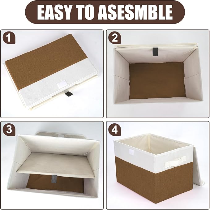 Large 22 Quart Linen Fabric Foldable Storage Bin Cube Organizer Basket