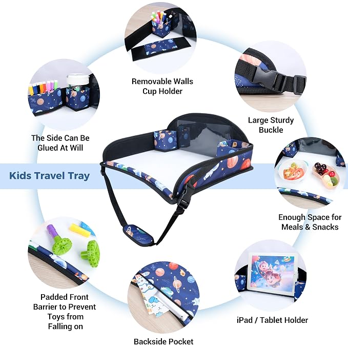 COOLBEBE Kids Travel Tray for Toddler Car Seat, Travel Tray for Airplane