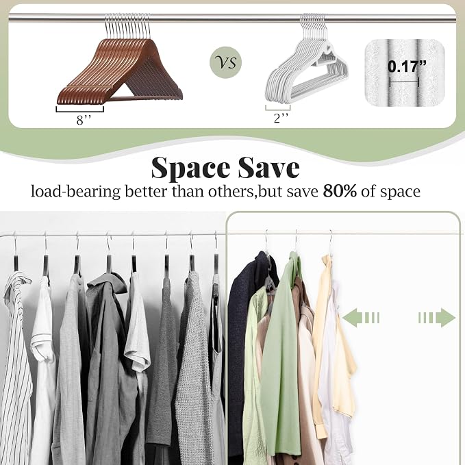 Velvet Felt Stackable Hangers 50 Pack, Non Slip,