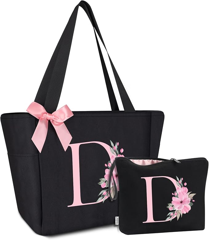 Vavabox Tote Bag, A-Z Initial Monogrammed Waterproof Tote Bag, Bridesmaid Gifts