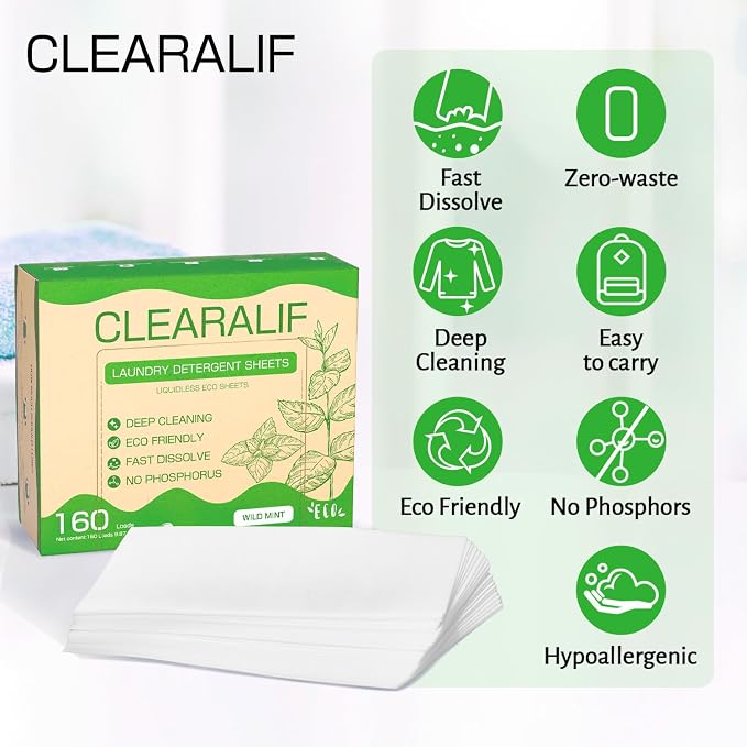 Laundry Detergent Sheets Up to 160 Loads, Wild Mint