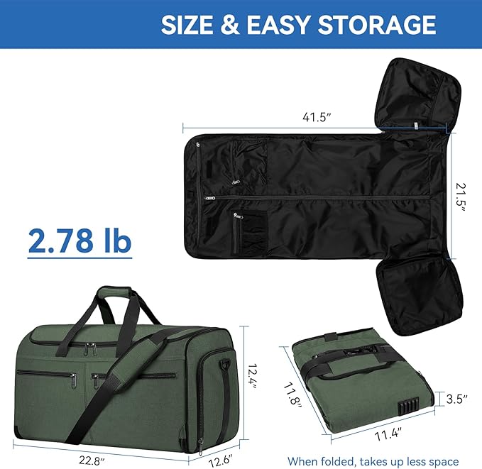 Bukere Garment Bags for Travel, Large Convertible Garment Duffel Bag for Men