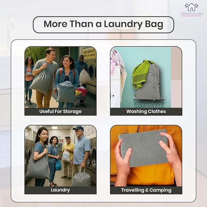 LFH Home Cotton Canvas Large Laundry Bag