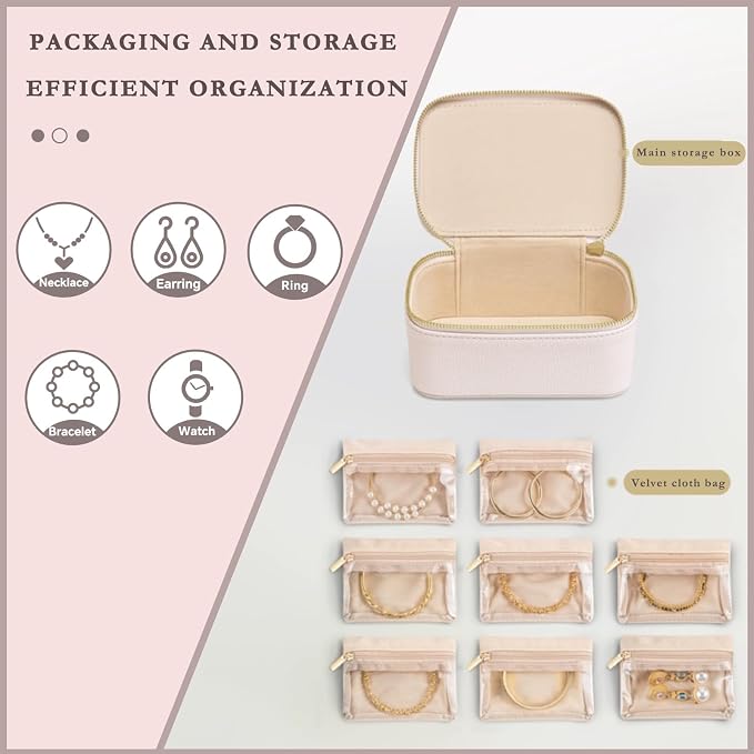 Jewelry Box Organizer for Women, Small Travel Jewelry Case, Mini Travel Jewelry