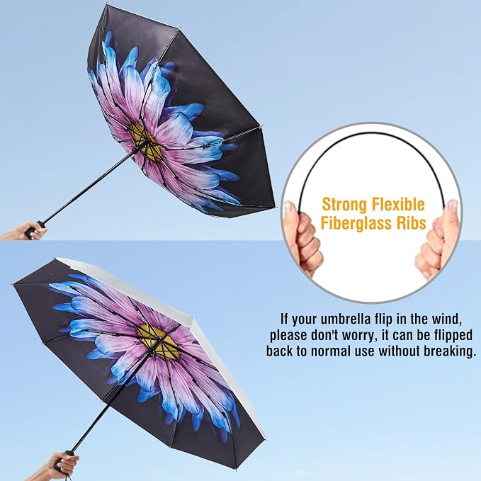 G4Free UPF 50+ UV Protection Large Travel Umbrella 42/46 Inch Auto Open Close