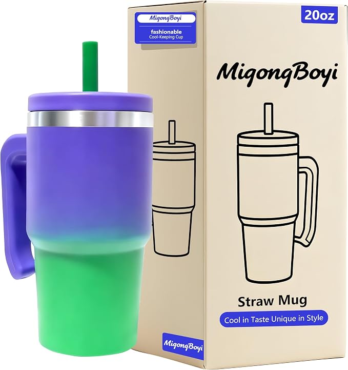 2PCS 20-OZ Insulated Water Bottle,Insulated Stainless Steel Tumbler,Reusable Cold Drink Thermos,BPA-Free, Double-Wall Stainless Steel Water Bottle (Purple Green Gradients, 20, Fluid Ounces)