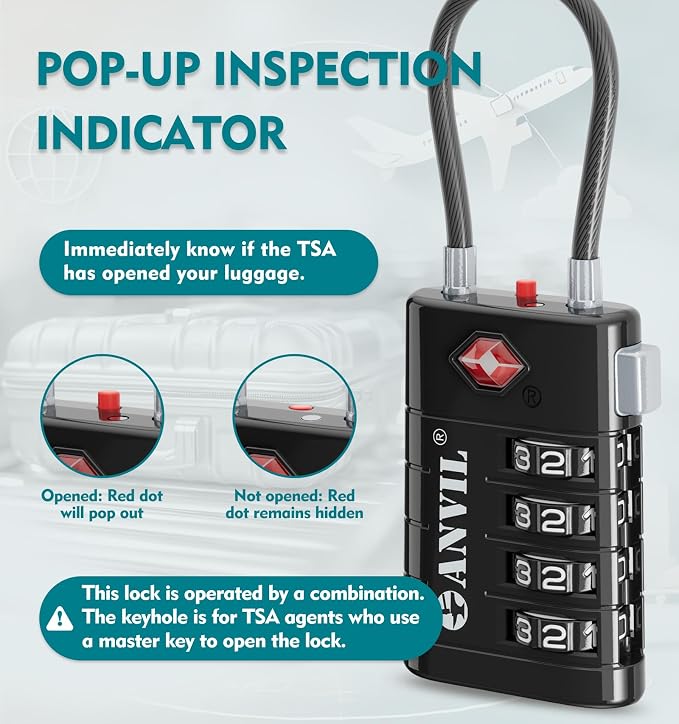 ANVIL 4 Digit Luggage Locks, TSA Locks